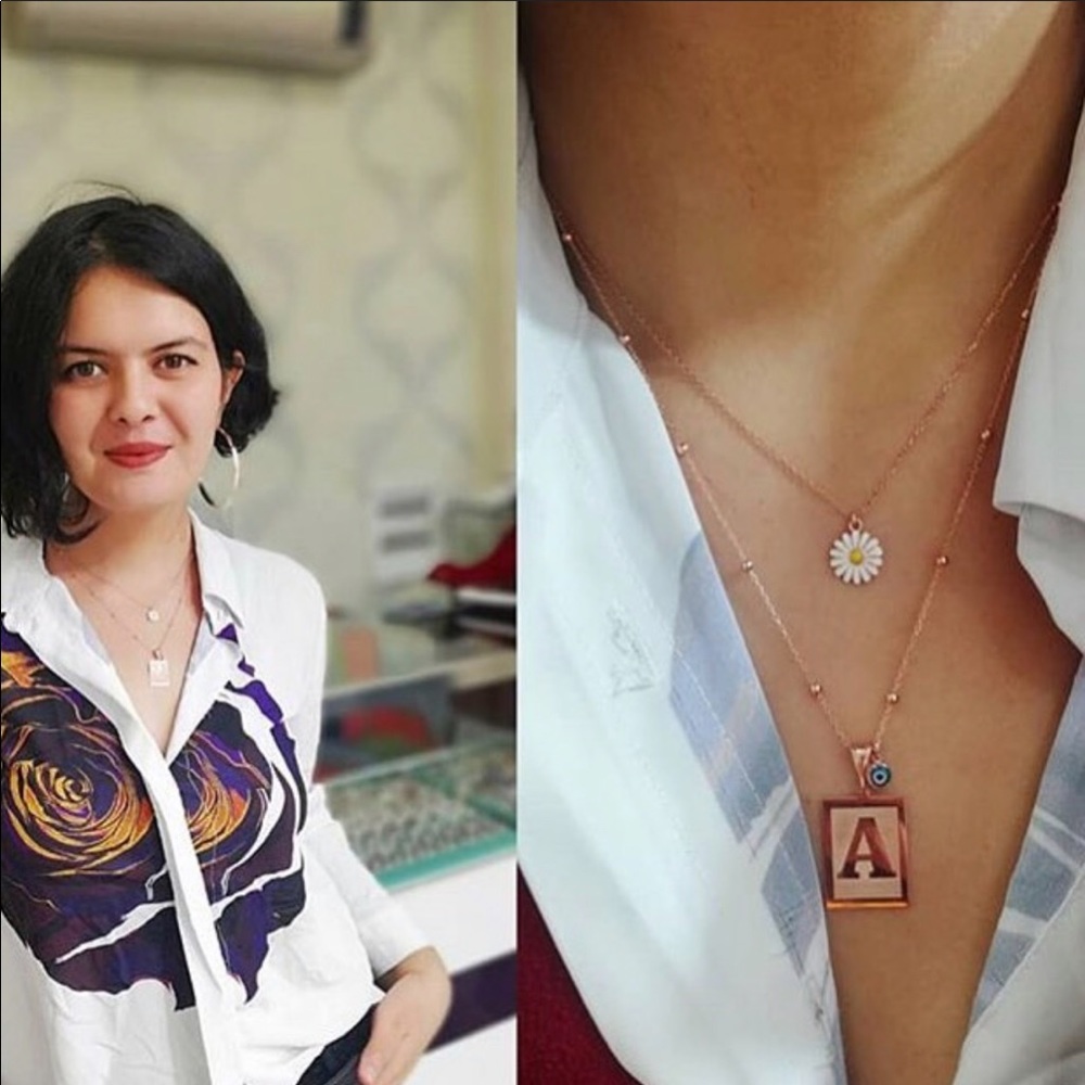925 Sterling Silver Initial Beaded Necklace